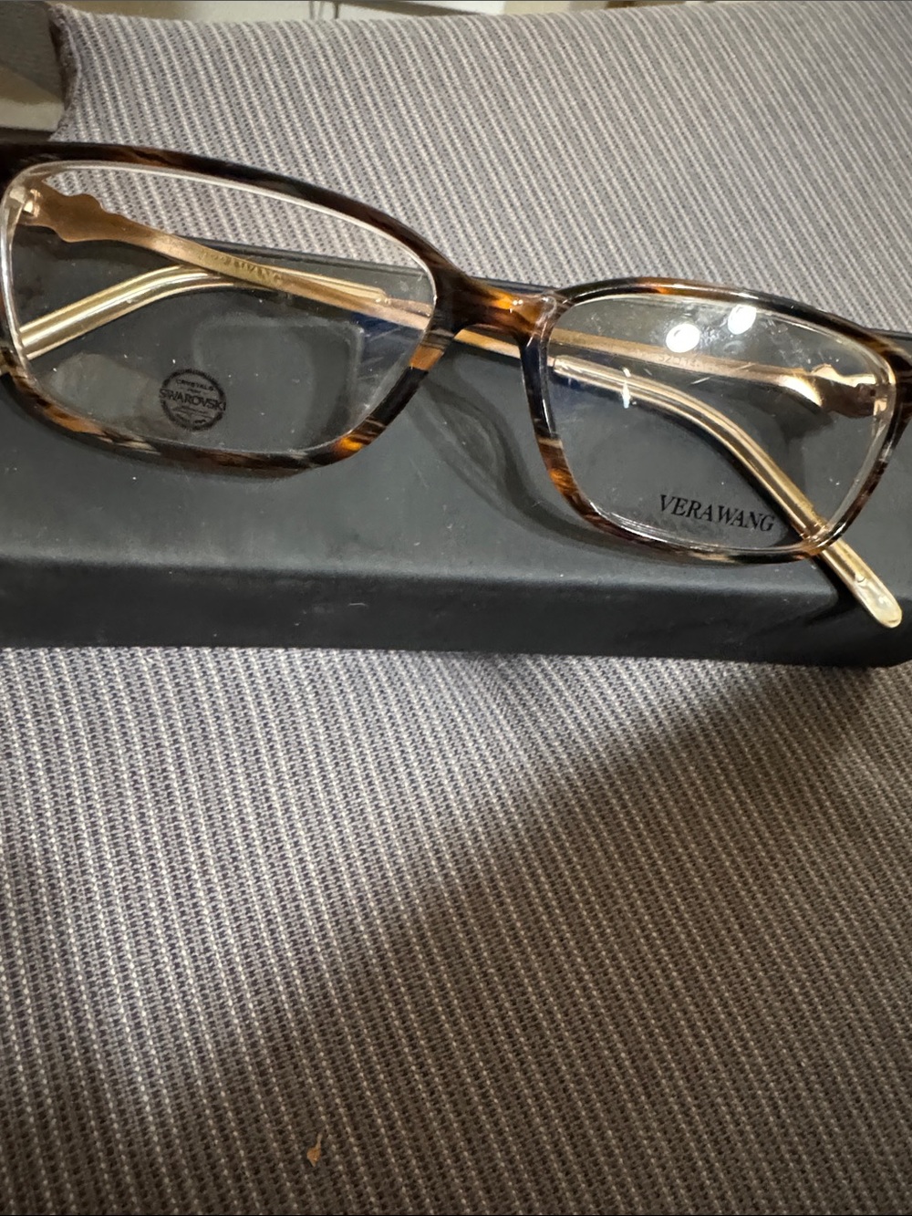 Vera Wang Tortoiseshell and Gold Rectangular Eyeglasses
